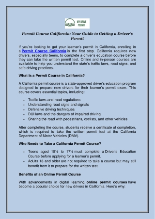 Permit Course California: Your Guide to Getting a Driver’s Permit