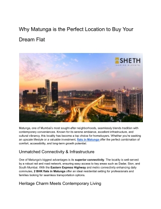 Explore Spacious Flats in Matunga with Sheth Realty