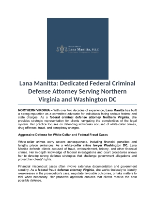 Lana Manitta- Dedicated Federal Criminal Defense Attorney Serving Northern Virginia and Washington DC