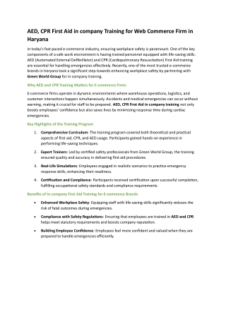 First Aid Training for Leading E-Commerce Firm in Haryana