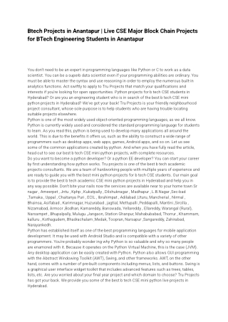 Btech Projects in Anantapur Live CSE Block Chain Projects