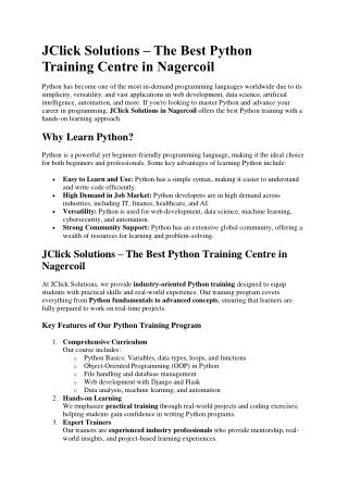 Python Training Centre in nagercoil