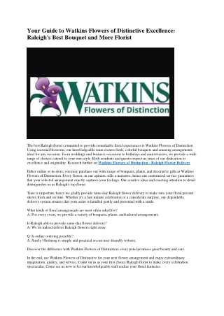 Watkins Flowers of Distinction - Raleigh Flowers