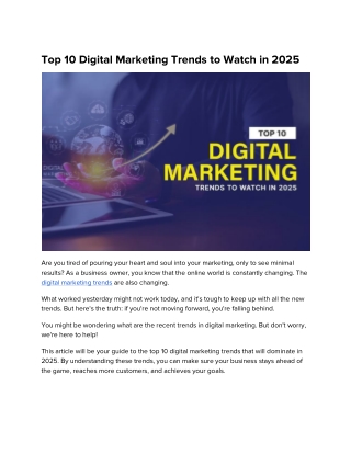 Top 10 Digital Marketing Trends to Watch in 20