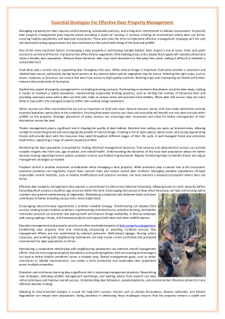 Essential Strategies For Effective Deer Property Management