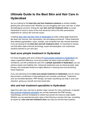Ultimate Guide to the Best Skin and Hair Care in Hyderabad