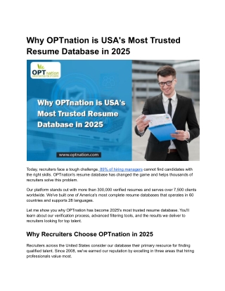 Why OPTnation is USA's Most Trusted Resume Database in 2025