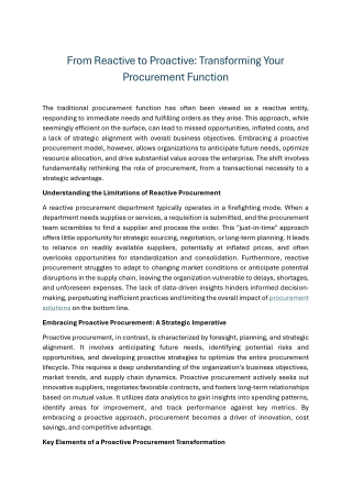 From Reactive to Proactive Transforming Your Procurement Function