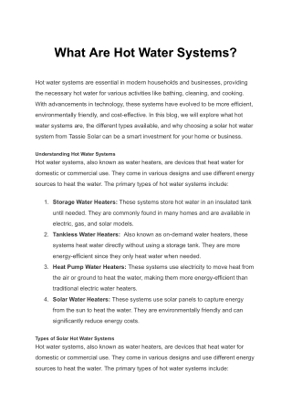 What Are Hot Water Systems