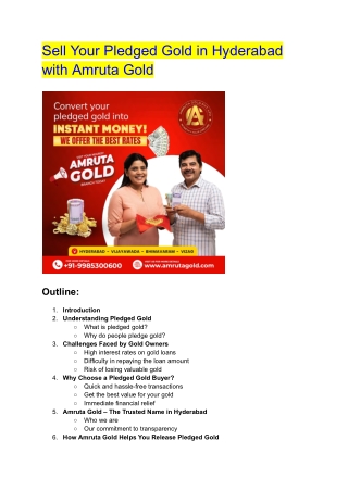 Sell Your Pledged Gold in Hyderabad with Amruta Gold