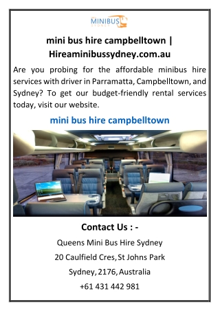 mini bus hire campbelltown  Hireaminibussydney.com