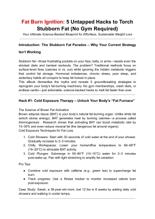 Fat Burn Ignition: 5 Untapped Hacks to Torch Stubborn Fat