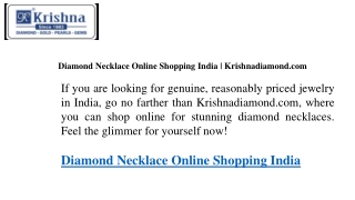Diamond Necklace Online Shopping India  Krishnadiamond.com