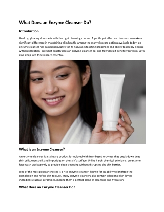 What Does an Enzyme Cleanser Do