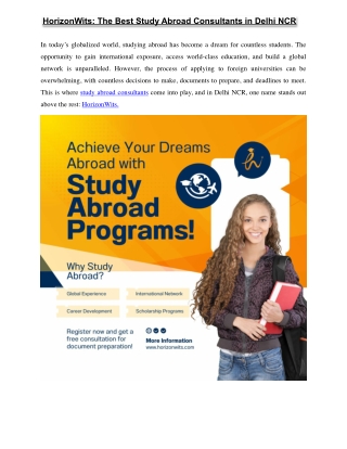 Best Study Abroad Consultants in Delhi NCR- HorizonWits