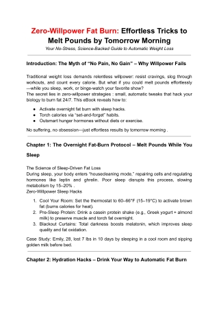 Zero-Willpower Fat Burn: Effortless Tricks to Melt Pounds by Tomorrow Morning