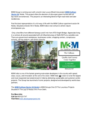 M3M Cullinan Sector 94