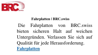Fahrplatten  BRC.swiss