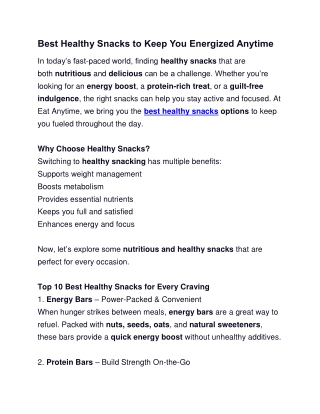 Best Healthy Snacks for a Guilt-Free, Nutritious Lifestyle