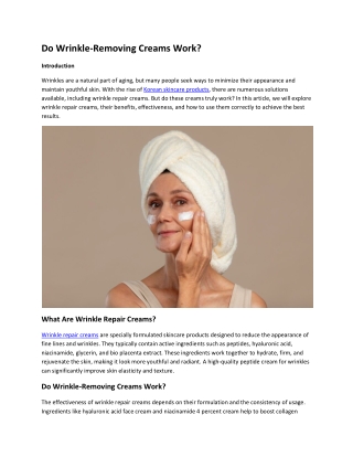 Do Wrinkle-Removing Creams Work