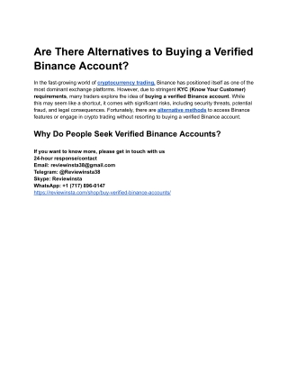Are There Alternatives to Buying a Verified Binance Account_