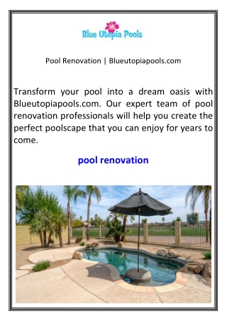 Pool Renovation  Blueutopiapools.com