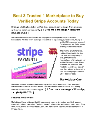 Best 3 Trusted 1 Marketplace to Buy Verified Stripe Accounts Today
