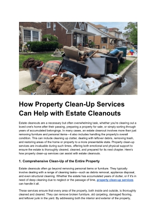 How Property Clean-Up Services Can Help with Estate Cleanouts