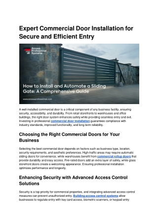 Expert Commercial Door Installation for Secure and Efficient Entry