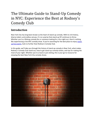 New York City Comedy Shows: The Ultimate Stand-Up Experience