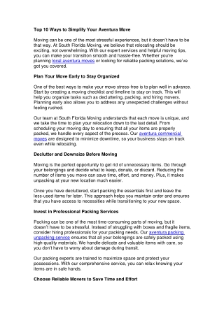 Top 10 Ways to Simplify Your Aventura Move.