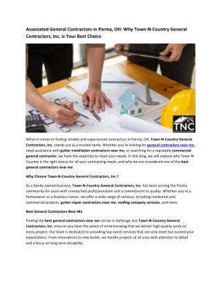 Associated General Contractors in Parma, OH: Why Town-N-Country General Contract