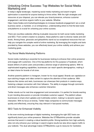 Unlocking Online Success: Top Websites for Social Media Marketing and