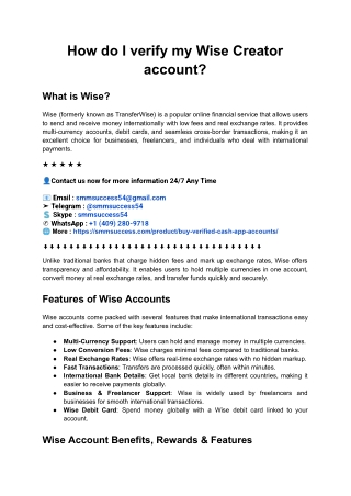 How do I verify my Wise Creator account