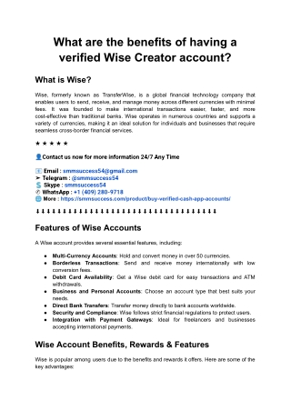 What are the benefits of having a verified Wise Creator account