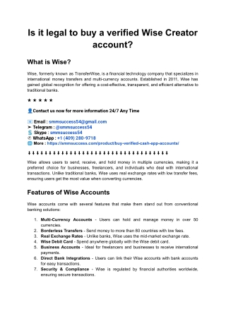 Is it legal to buy a verified Wise Creator account