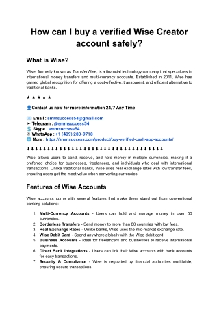 How can I buy a verified Wise Creator account safely