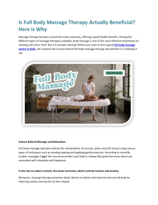 Is Full Body Massage Therapy Actually Beneficial Here is Why