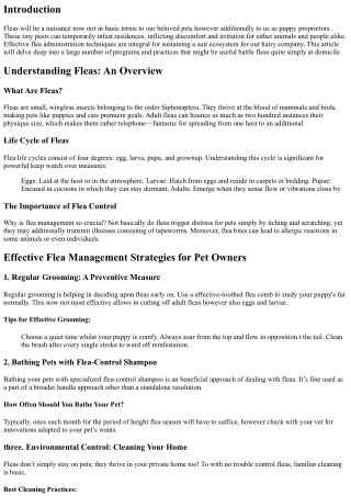 “Effective Flea Management Strategies for Pet Owners”