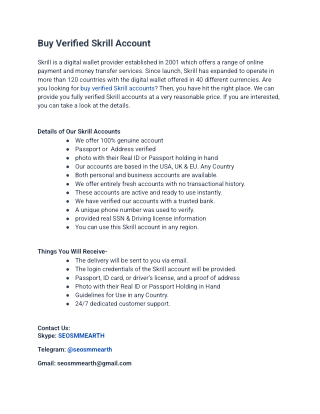 One Of The Best Site To Buy Verified Skrill Account