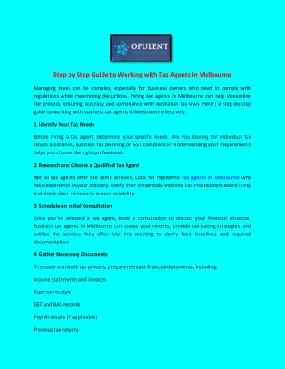 Step by Step Guide to Working with Tax Agents in Melbourne