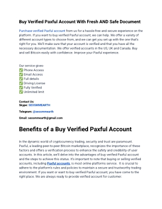 One Of The Best Site To Buy Verified Paxful Account