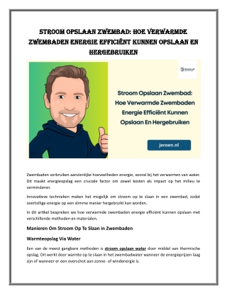 Stroom Opslaan Zwembad: Hoe Verwarmde Zwembaden Energie Efficiënt Kunnen Opslaan