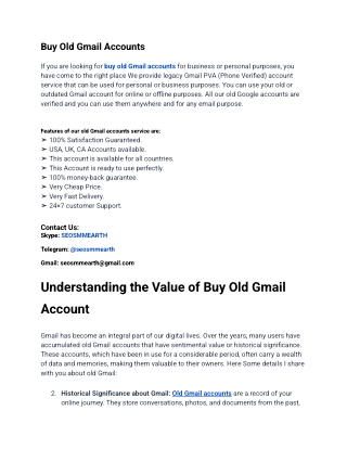 One Of The Best Site To Buy Old Gmail Accounts