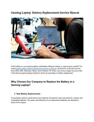 Gaming Laptop  Battery Replacement Service Muscat