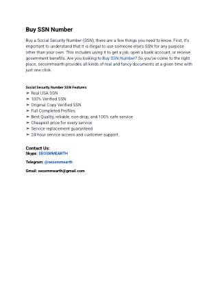 One Of The Best Site To Buy SSN Number