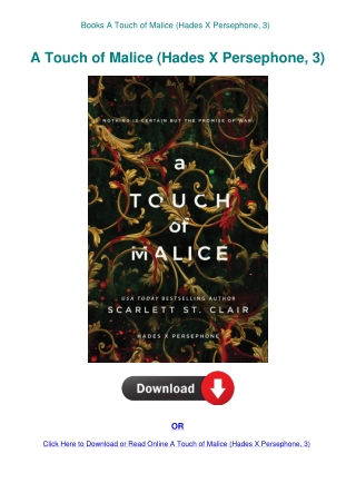 Books A Touch of Malice (Hades X Persephone  3)