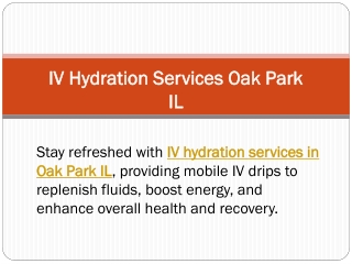IV Hydration Services Oak Park IL