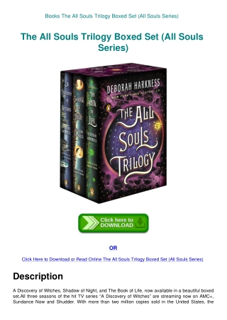 Books The All Souls Trilogy Boxed Set (All Souls Series)