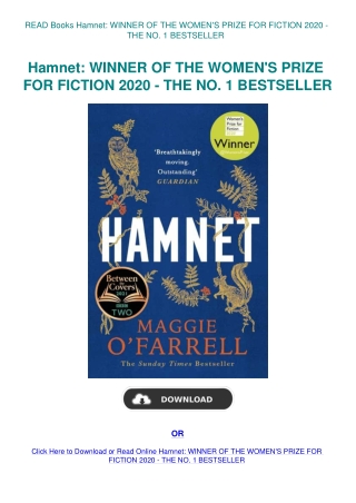 READ Books Hamnet WINNER OF THE WOMEN'S PRIZE FOR FICTION 2020 - THE NO. 1 BESTSELLER